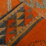 Pumpkin Orange & Grey Turkish Vintage Runner Rug, 86x356 Cm