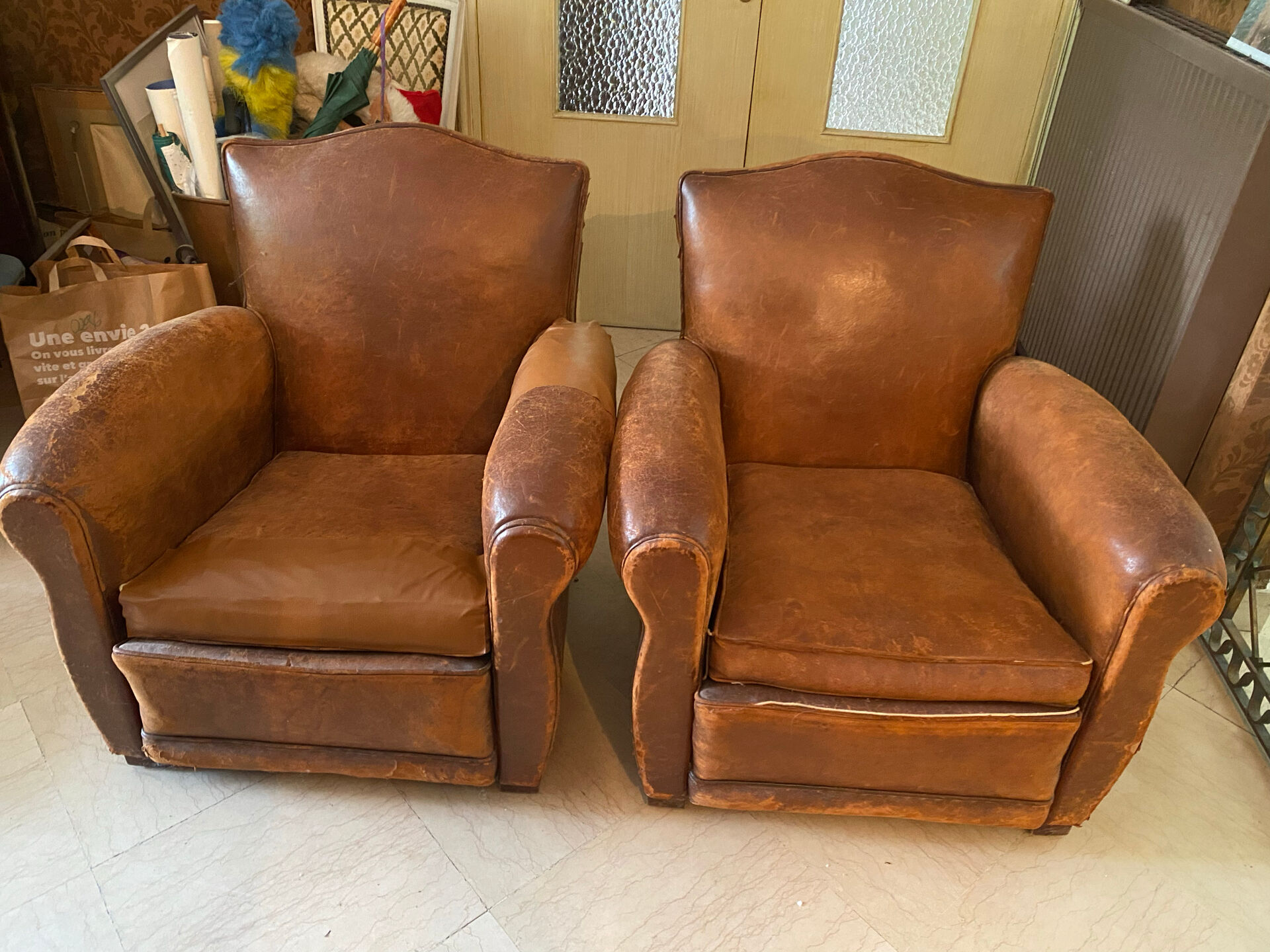2 vintage club armchairs