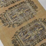Faded Mustard Geometric Pattern Vintage Persian Runner Rug, 85x306 Cm