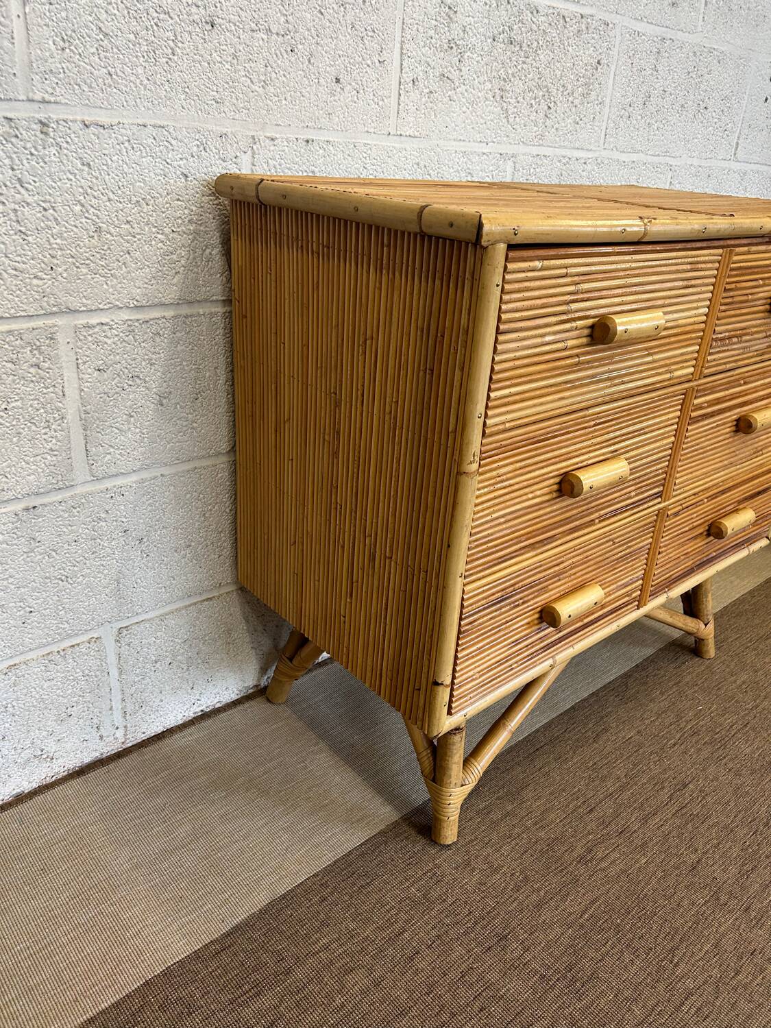 Bamboo and rattan chest of drawers 1960