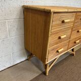 Commode bambou et rotin 1960