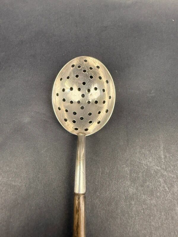 Olive or ice spoon, silver-plated and rosewood