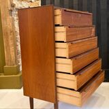 Large Scandinavian teak chest of drawers.