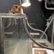 Steel and glass office bank voting booth