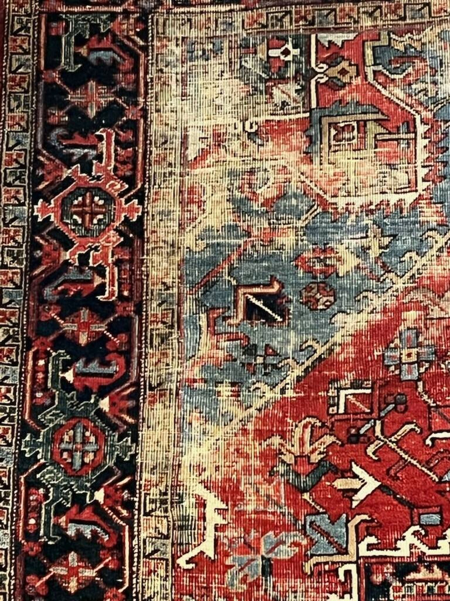 Ancient Heriz Carpet – Cobalt Blue & Indigo – 330 x 218 cm