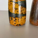 Set of Two Pottery Fat Lava Vases "Multi-Color" by Scheurich, Germany, 1970s