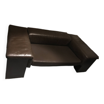 Italian design black leather sofa Cini Boeri 'Brigadier' for Knoll 1980s