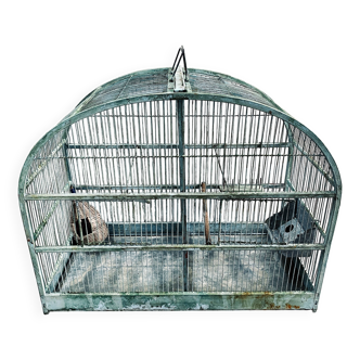 Water green patinated metal cage