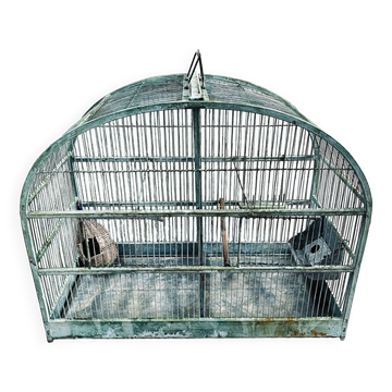 Water green patinated metal cage
