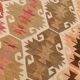 Grand tapis kilim turc vintage, décor bohème multicolore, 289x381 cm
