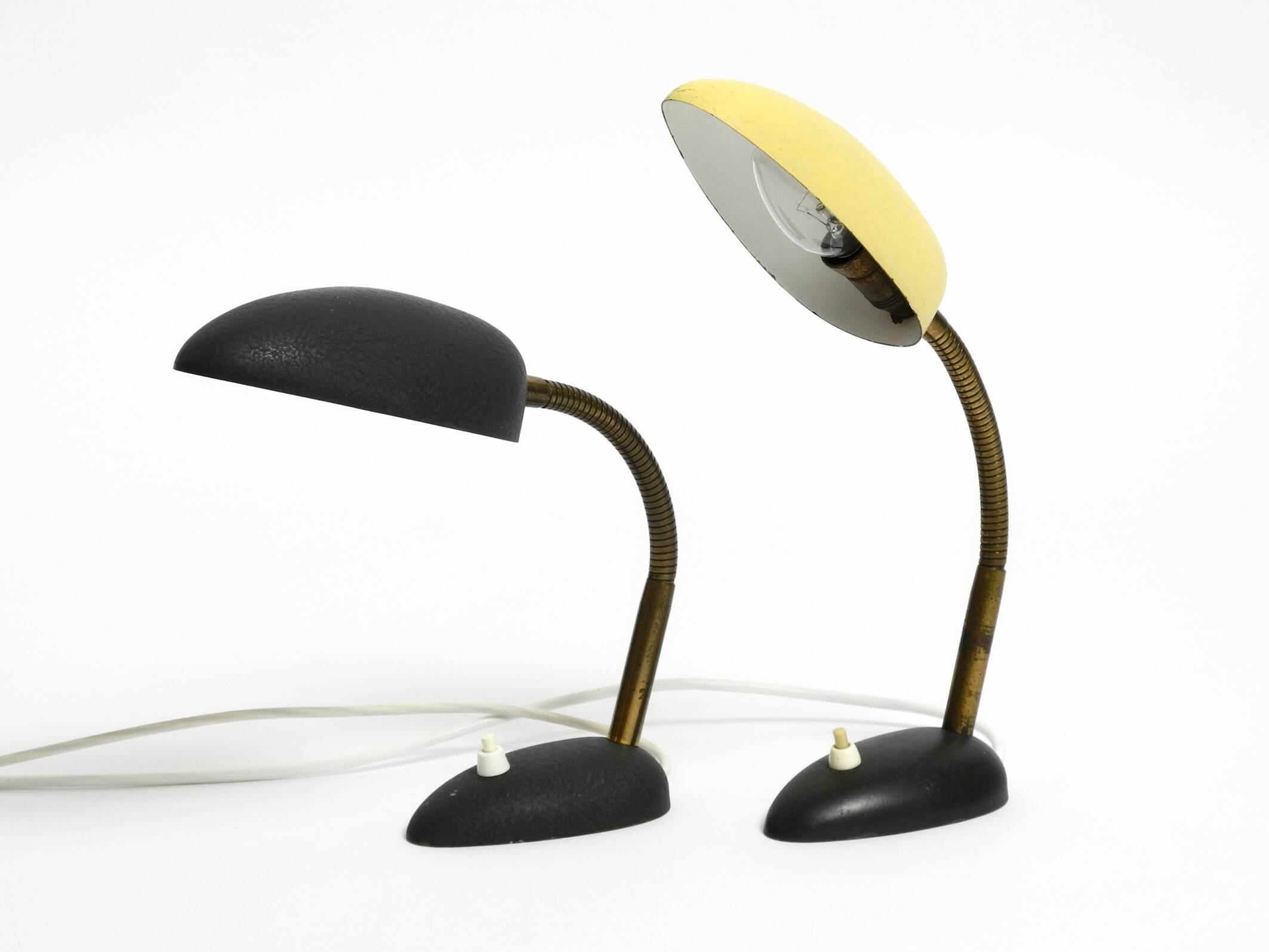 Pair of small 1950s metal table lamps with goosenecks by Gebrüder Cosack