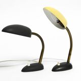 Pair of small 1950s metal table lamps with goosenecks by Gebrüder Cosack