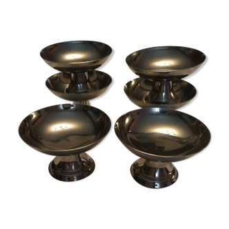 6 vintage stainless steel cups