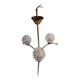 3 branch chandelier with glass globes from the 60s