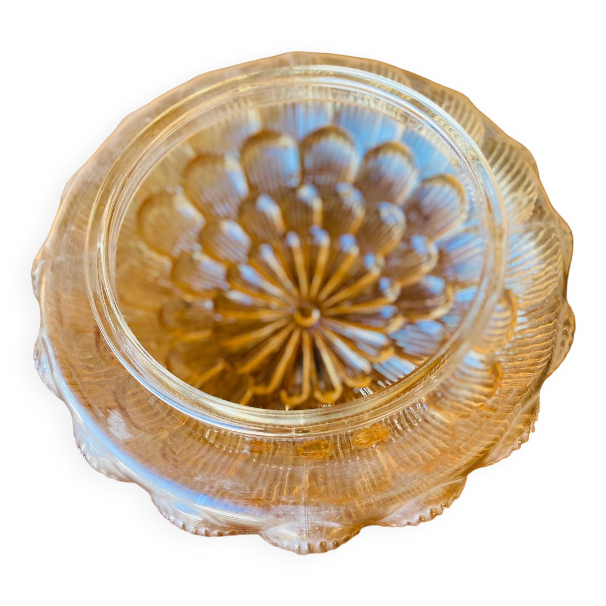 Vintage amber molded glass ceiling light