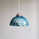 Blue glass églomisé pendant light, 1920s