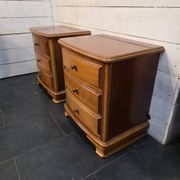 Pair of Louis Philippe style bedside tables in cherry wood.