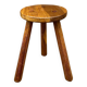 Brutalist tripod stool in solid wood, signed Gilson – 1950s