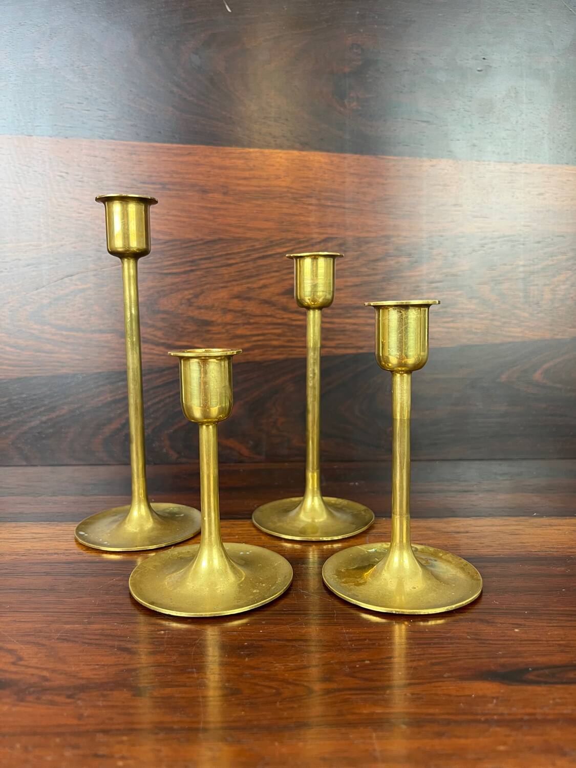 4 Scandinavian brass candlesticks from the 1960s