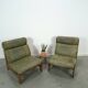 Fauteuil en cuir vert et bois de chêne