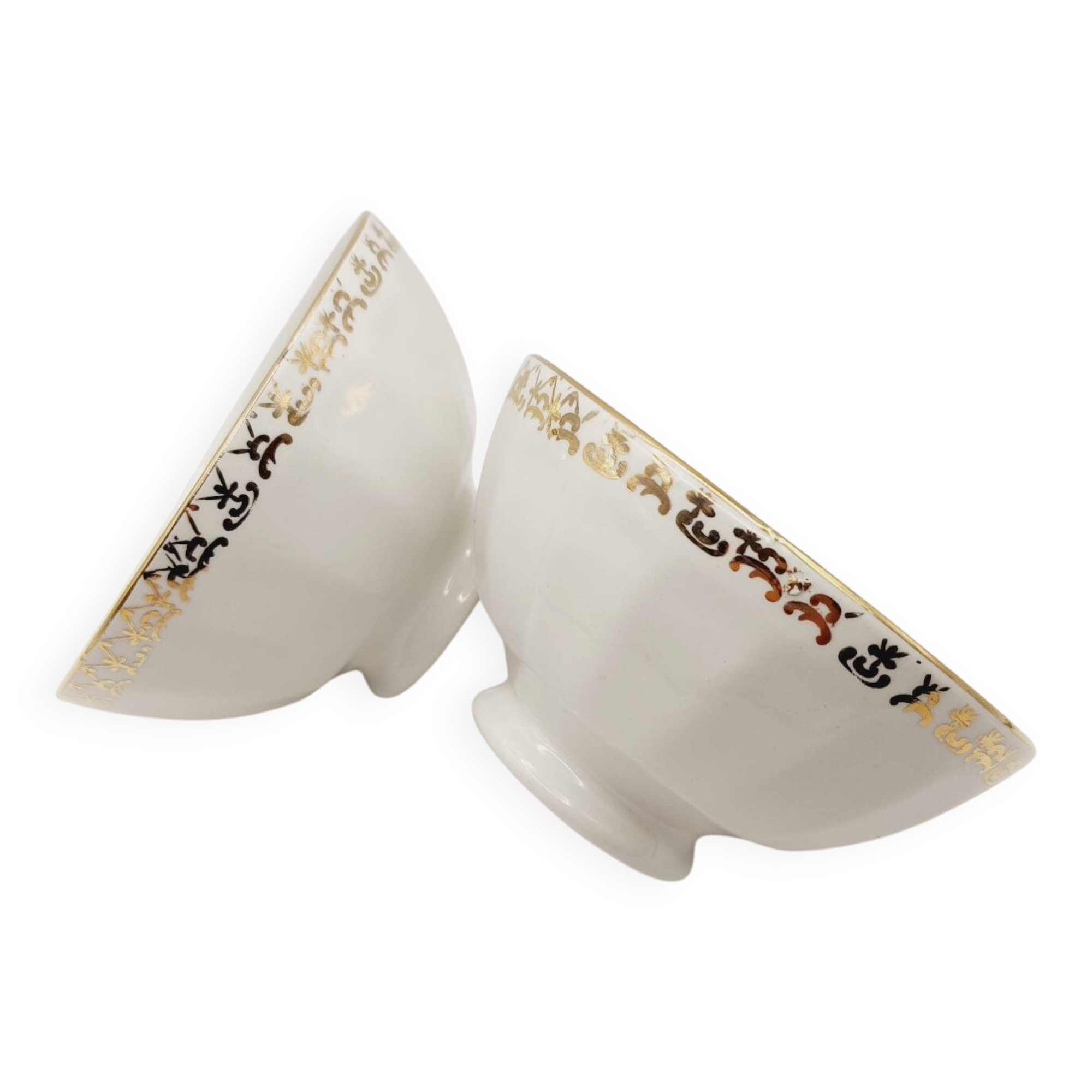 2 small gold ceramic bowls