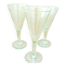 3 verres à pied en verre soufflé bullé transparence jaune biot vin eau cocktail