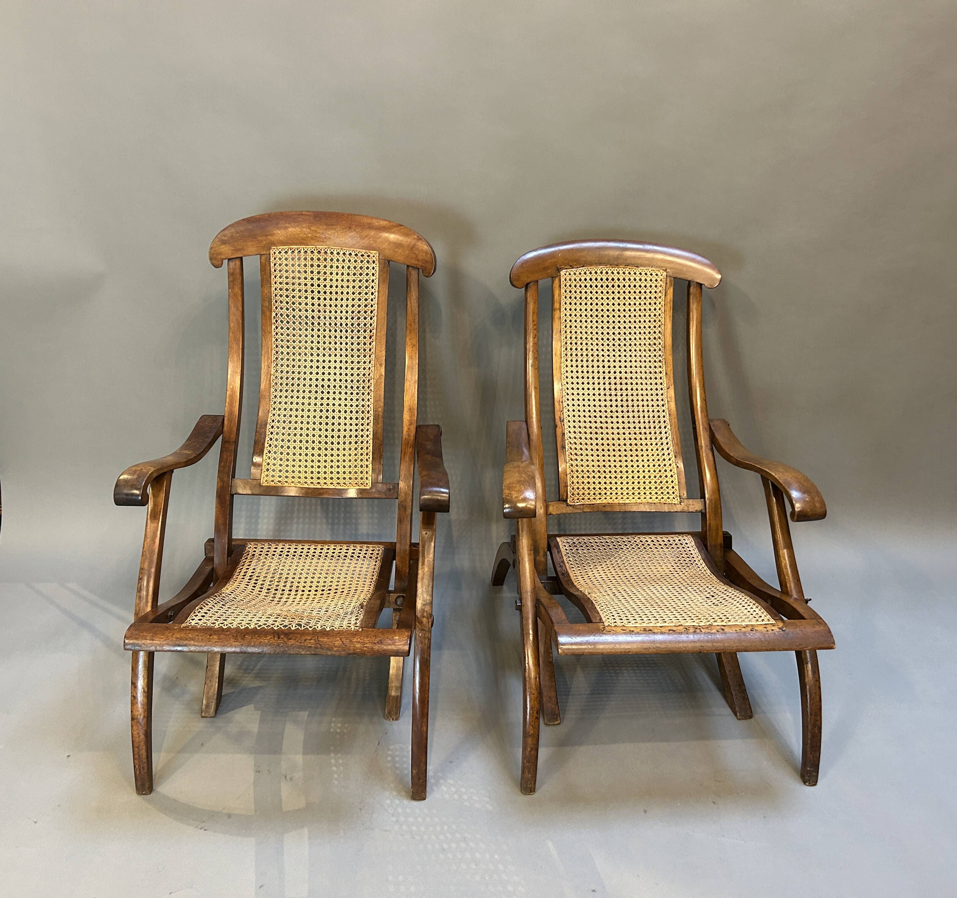 Pair Edwardian Steamer Deck Chairs