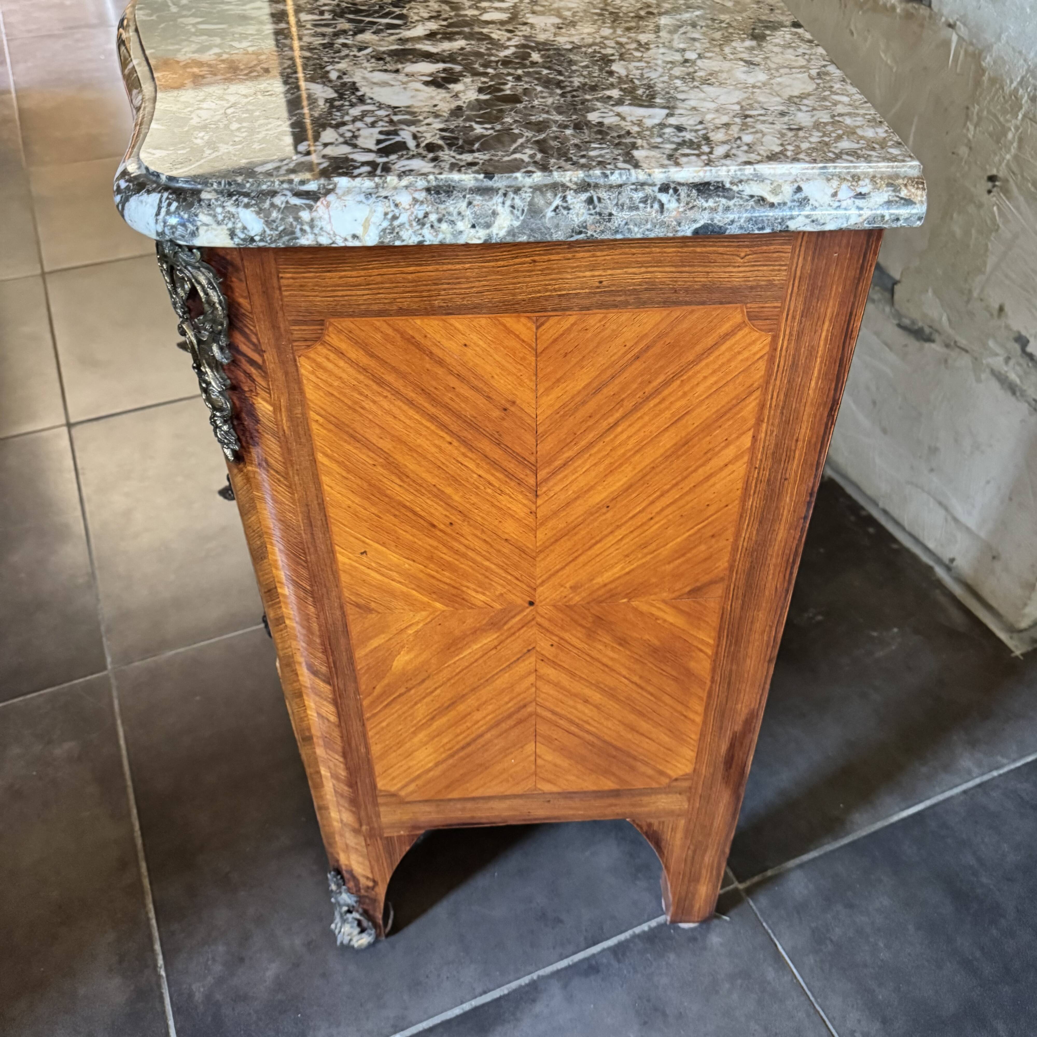 Small Louis XV Transition jump commode, Breccia marble, 79 cm