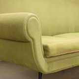 Vintage fabric and brass 3-seater sofa, Italian design, 1950s-60s, original