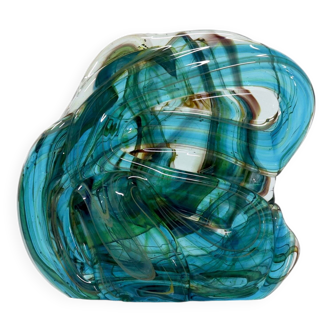 Sculpture en verre maltais « Blue Summer » de Mdina, années 1980