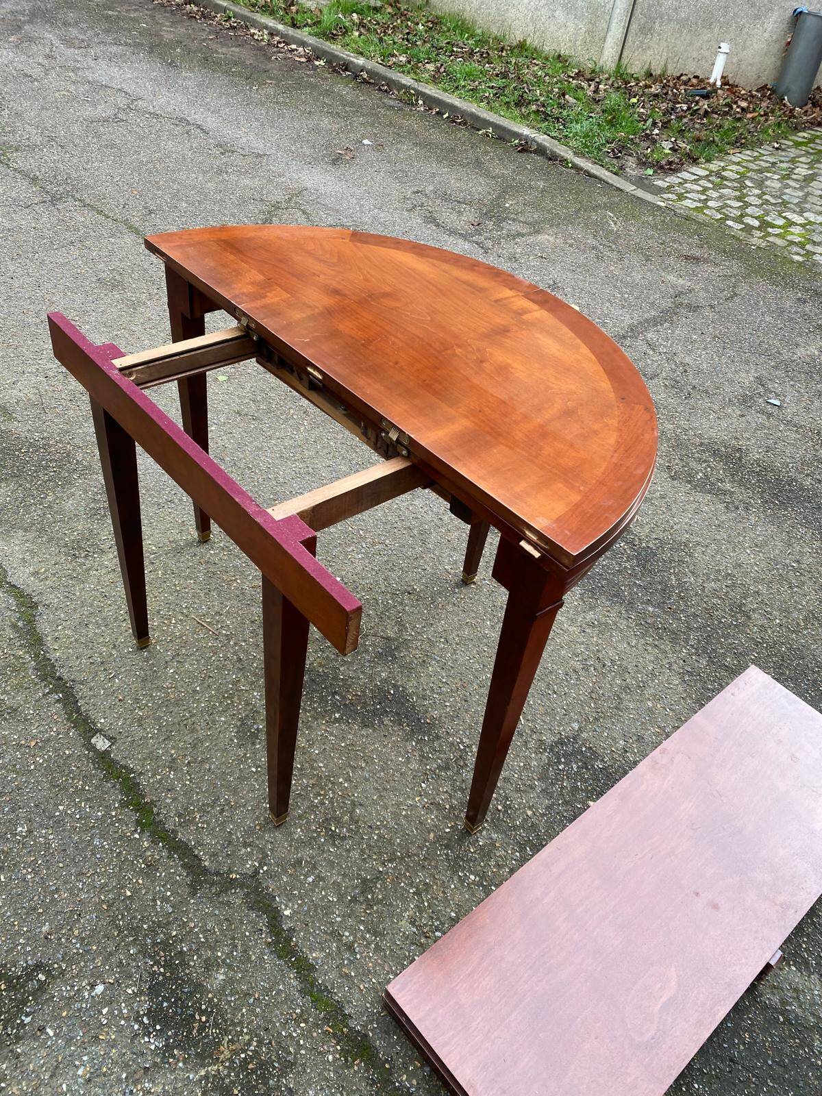 19th-century wooden extendable console table with 3 extensions.