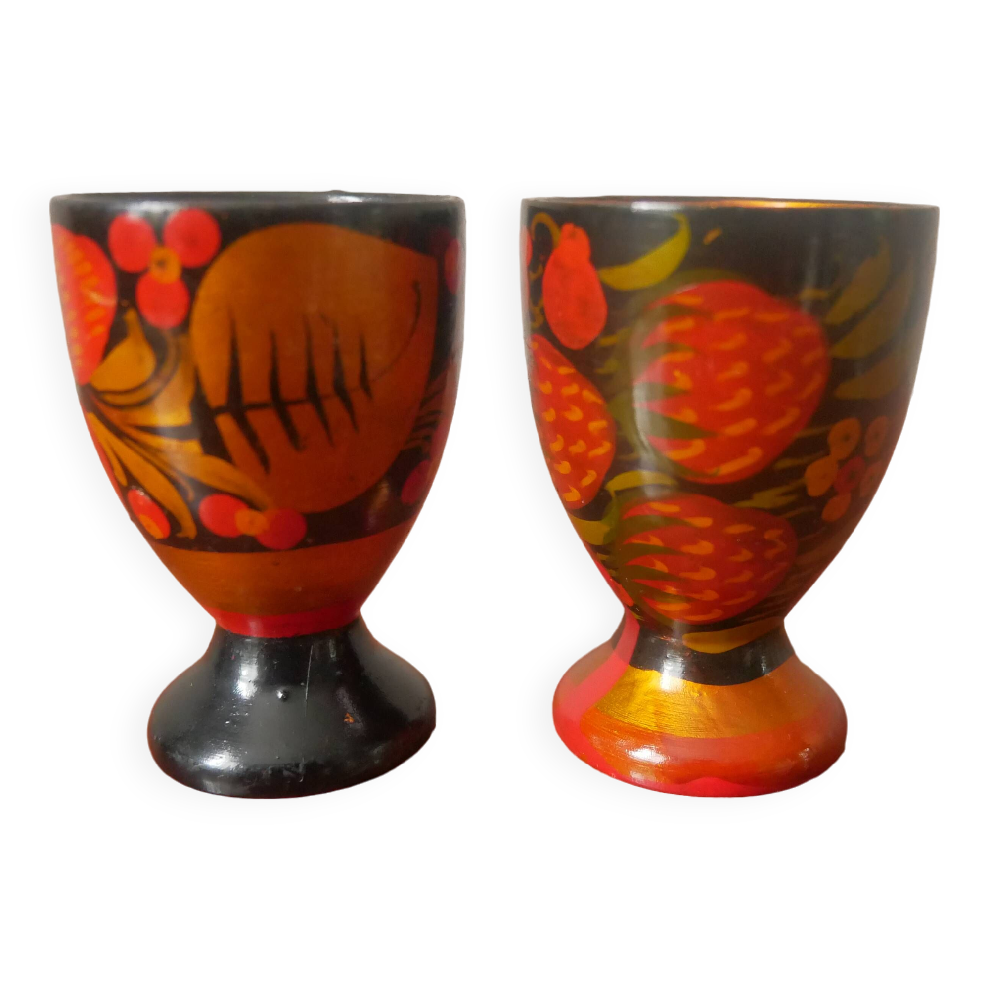hand-painted wooden egg cups artisanal manufacturing folklore Russian crafts