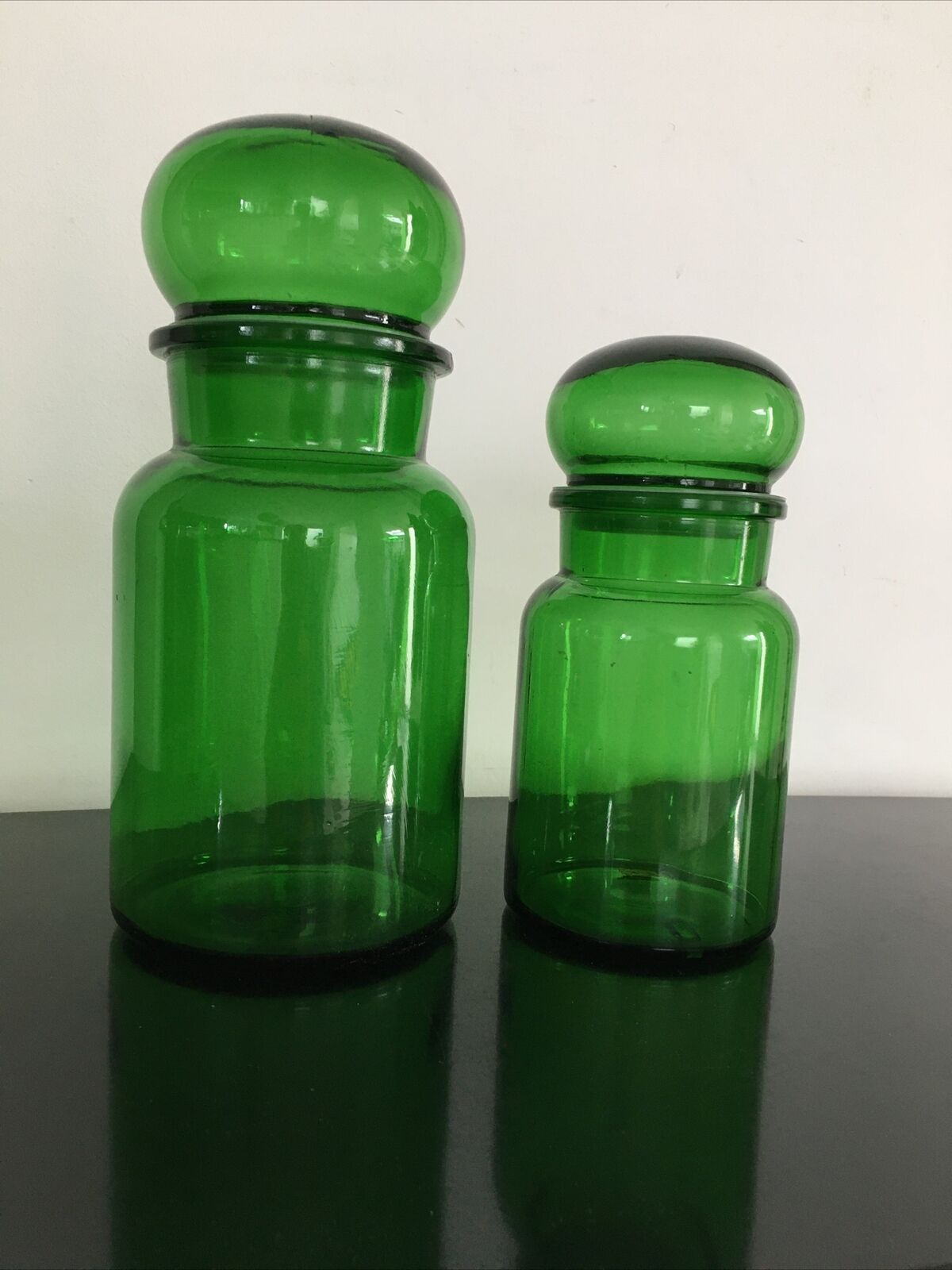Lot de 2 bocaux en verre vert