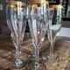 Set of 5 champagne flutes in crystal frieze and golden border