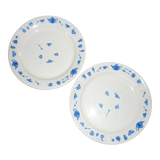 Set of 2 plates naïve blue décor on white background