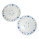 Set of 2 plates naïve blue décor on white background