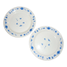 Lot de 2 assiettes décor naïf bleu sur fond blanc