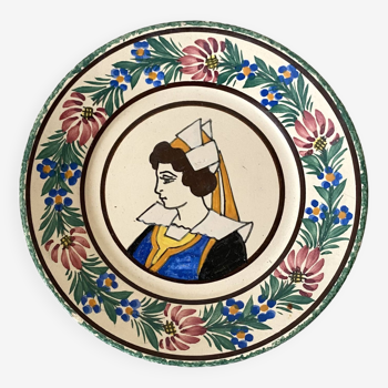 Quimper Breton plate and flowers