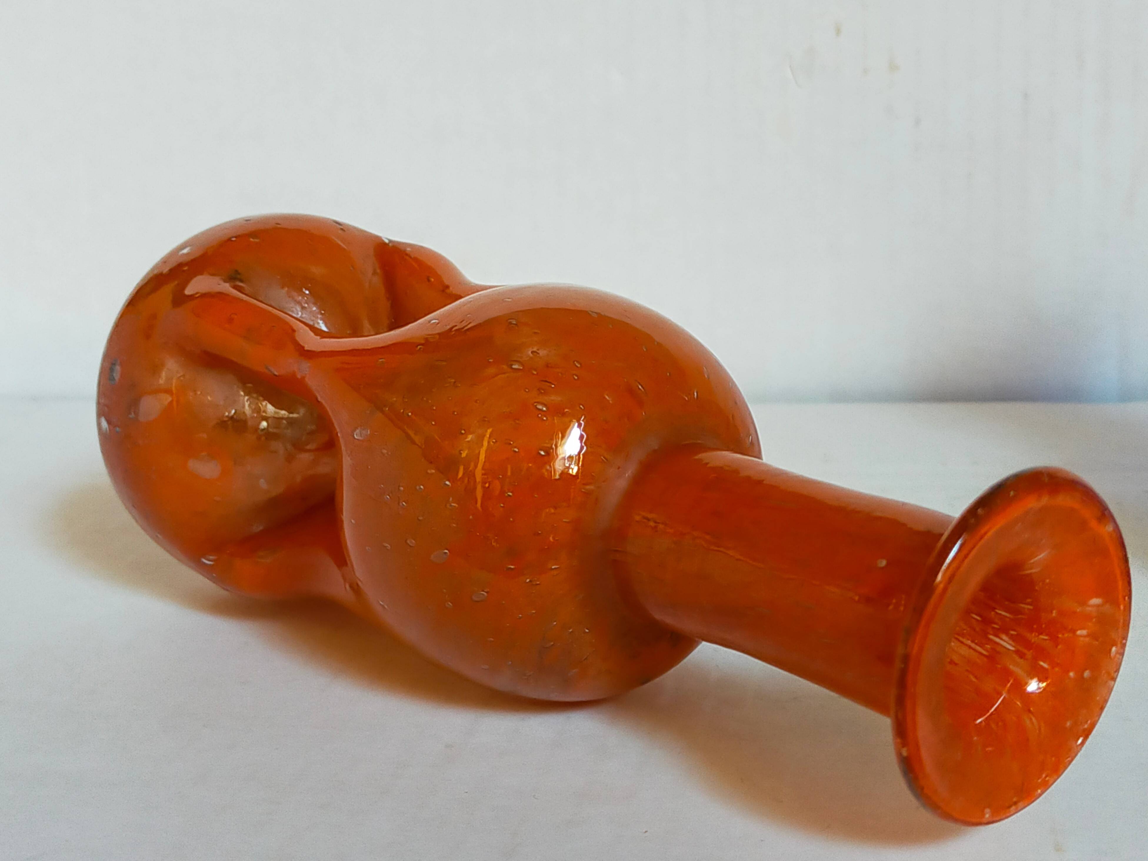 Trio of vintage blown glass soliflore vases