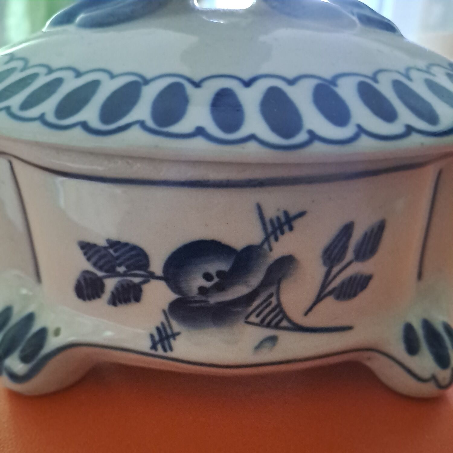 Vintage Gzhel porcelain sugar bowl