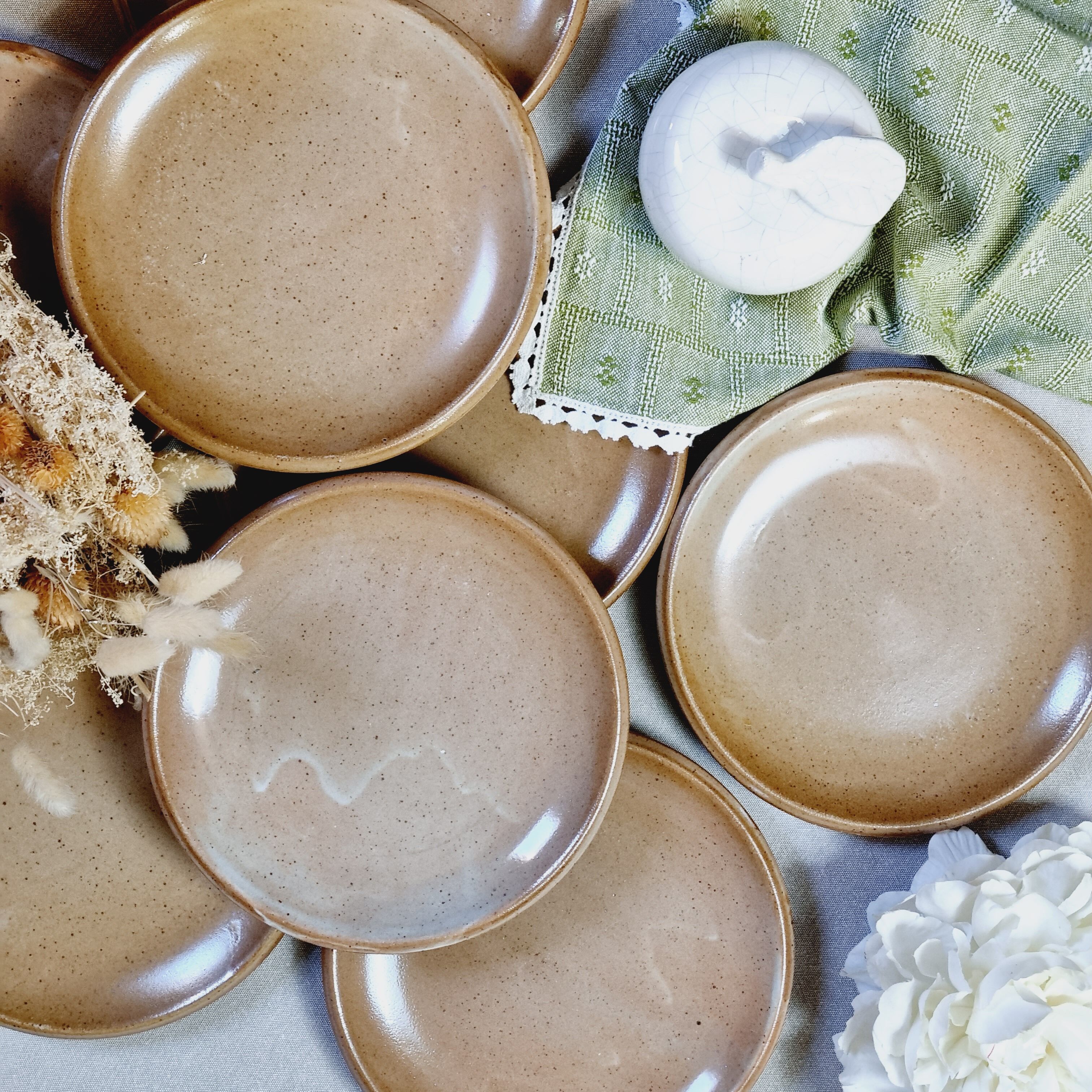 Set of 8 dessert plates Grès de Brenne