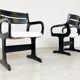 Chaises de salle à manger en bois noir du milieu du siècle, années 1970