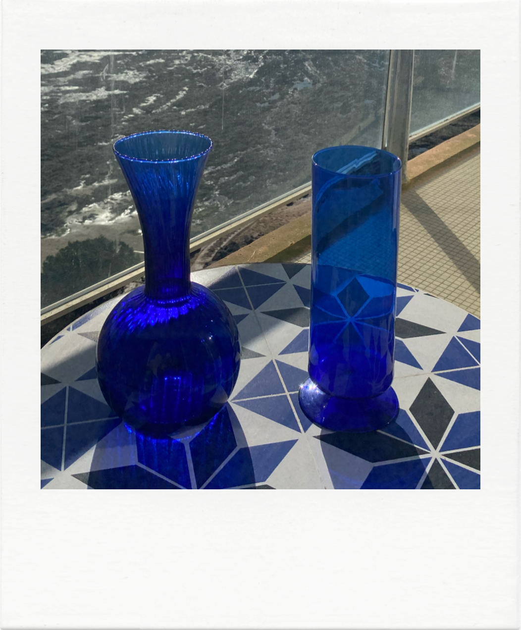 Duo of blue vases overseas
