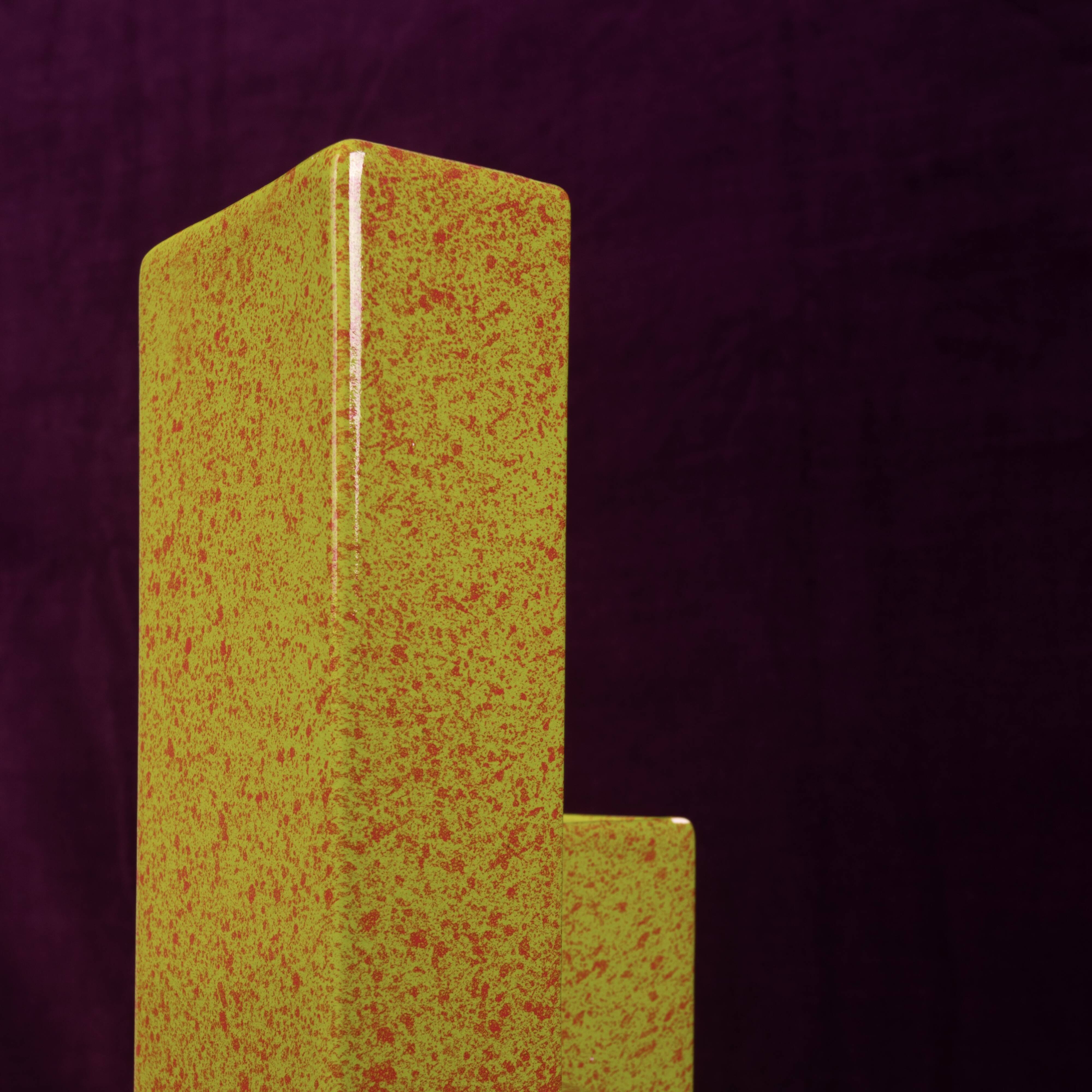 Geometric Twin-Column Ceramic Vase Space Age, Italy 1970