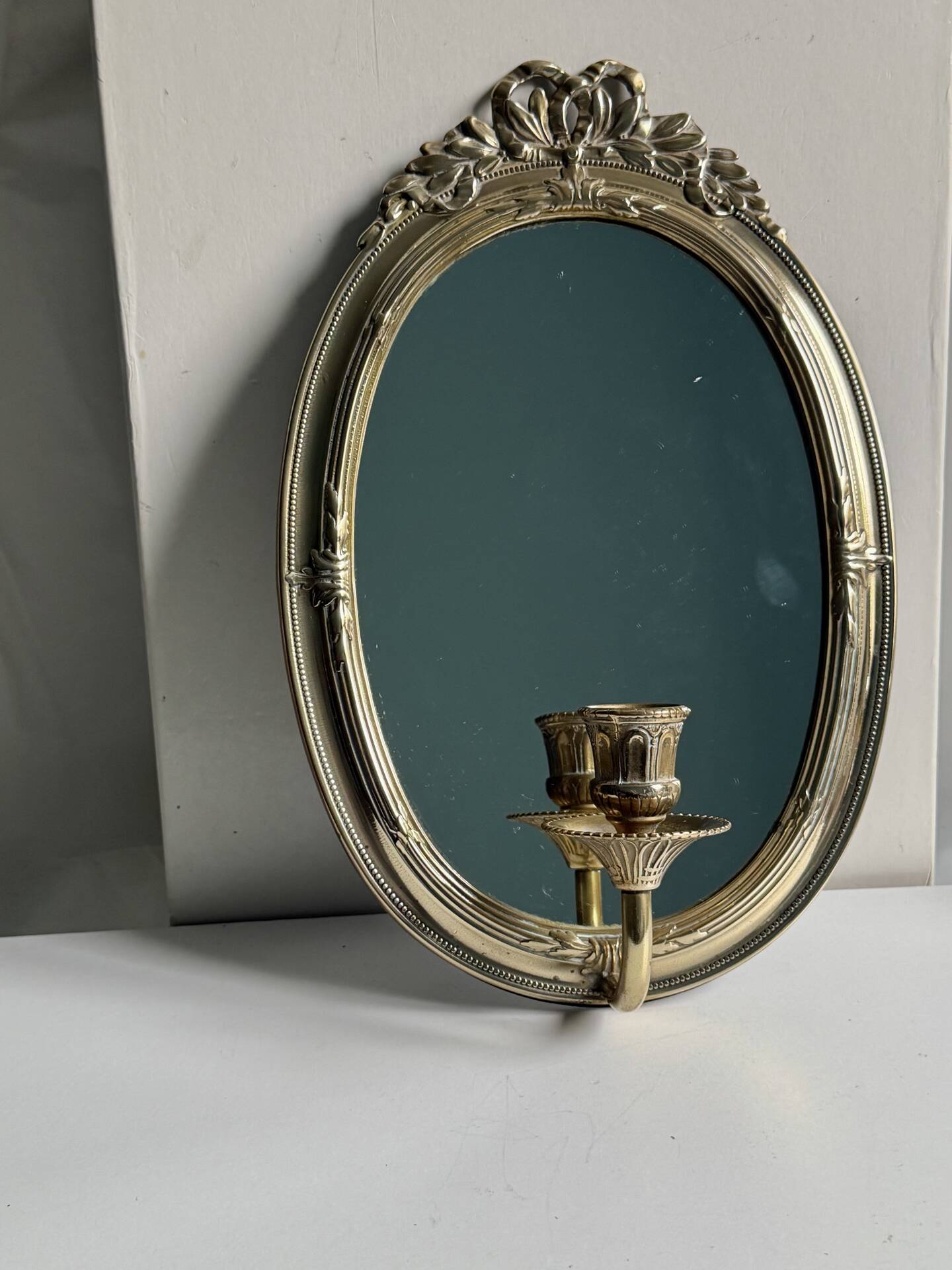 Grand porte-bougie mural vintage en miroir