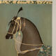 Painted canvas featuring a brown-coated Indian horse in profile. Contemporary.