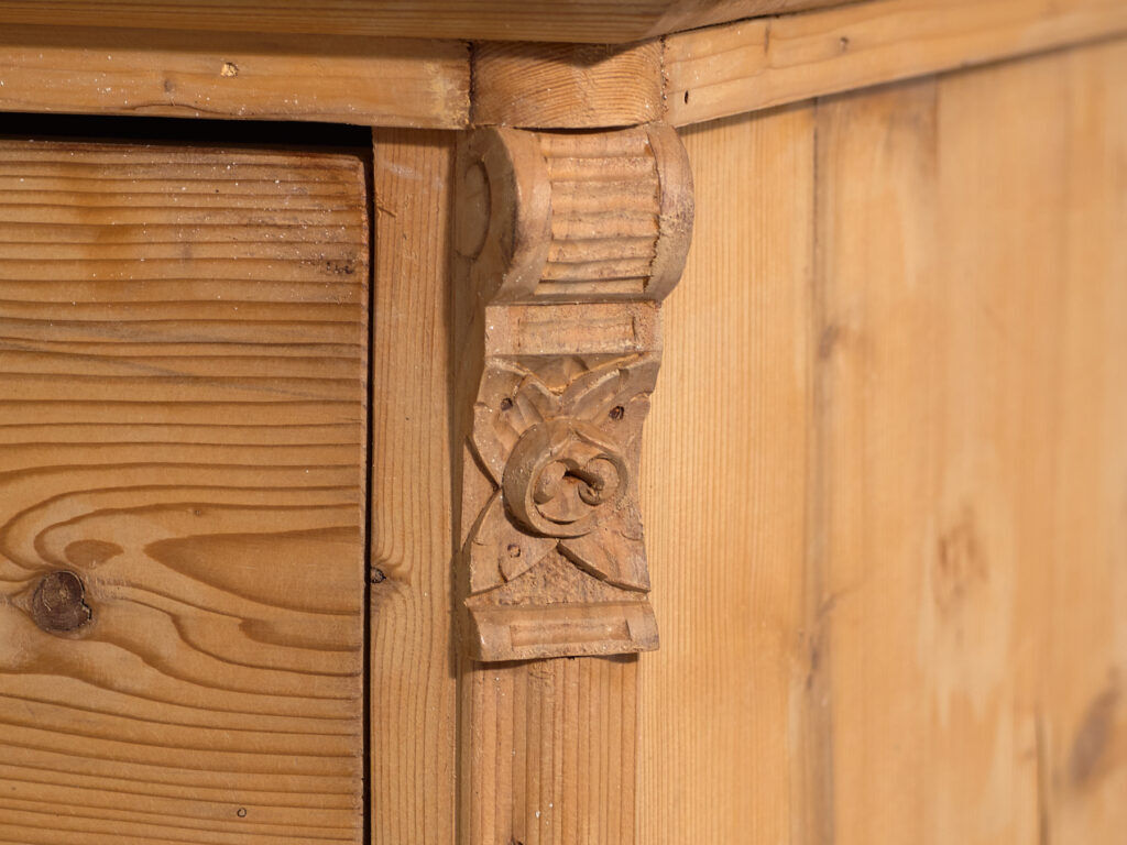 Antique solid pine chest of drawers – European rustic carved chest of drawers – circa 1900