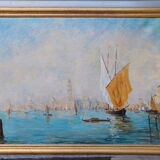 Oil on canvas of Venice, by Ernest Viallate