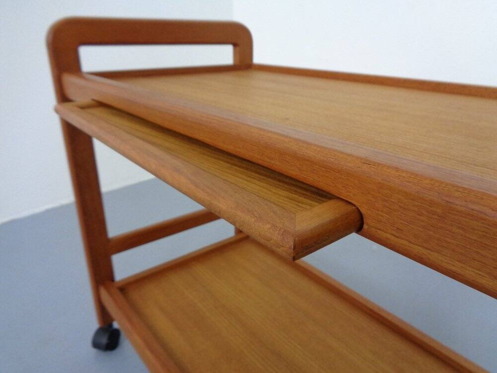 Danish Teak Bar Cart with Removable Tray, 1960s
