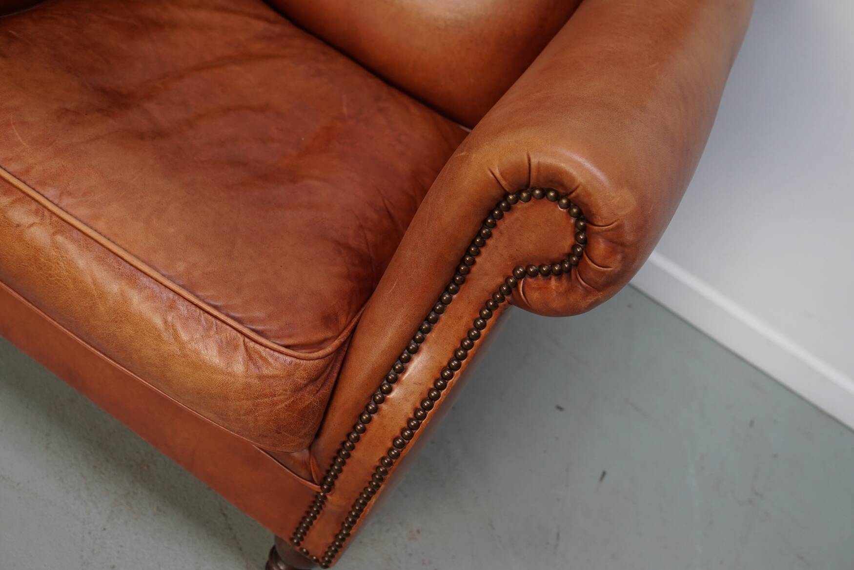 Vintage Dutch Cognac-Coloured Leather Club Chairs, Set of 2